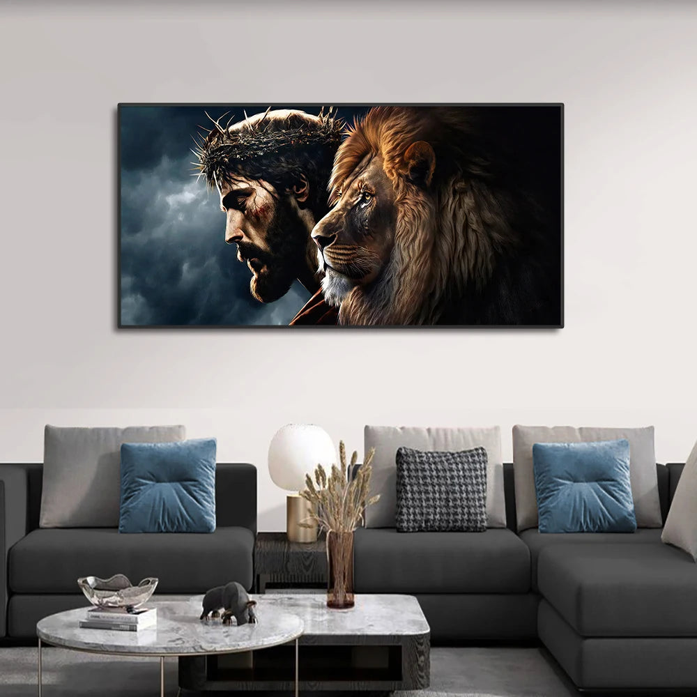 Jesus Cristo e o Leão – Quadro Decorativo